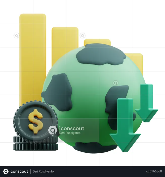 Déclin de l'économie mondiale  3D Icon