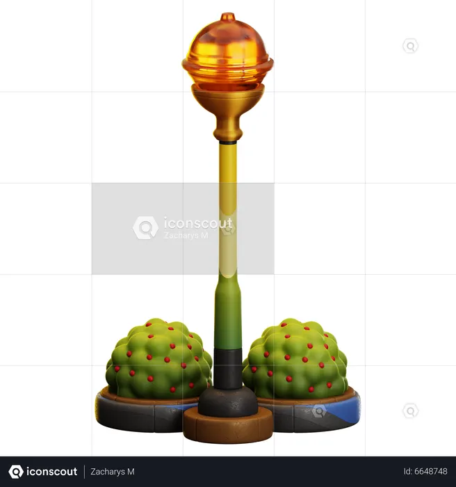 DECORAÇÃO COM LÂMPADA E GRAMA  3D Icon