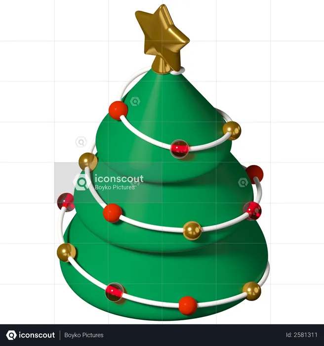 Decorated Christmas tree  3D Illustration