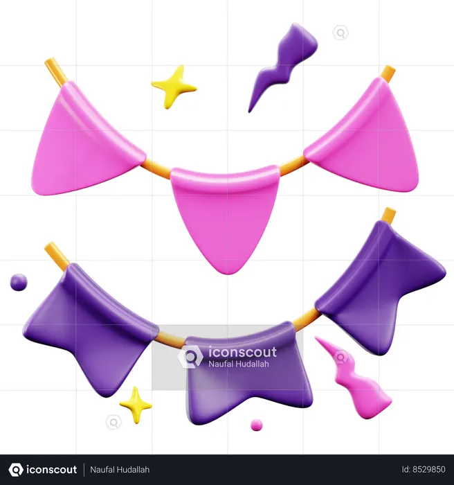 Decorated Ribbons  3D Icon