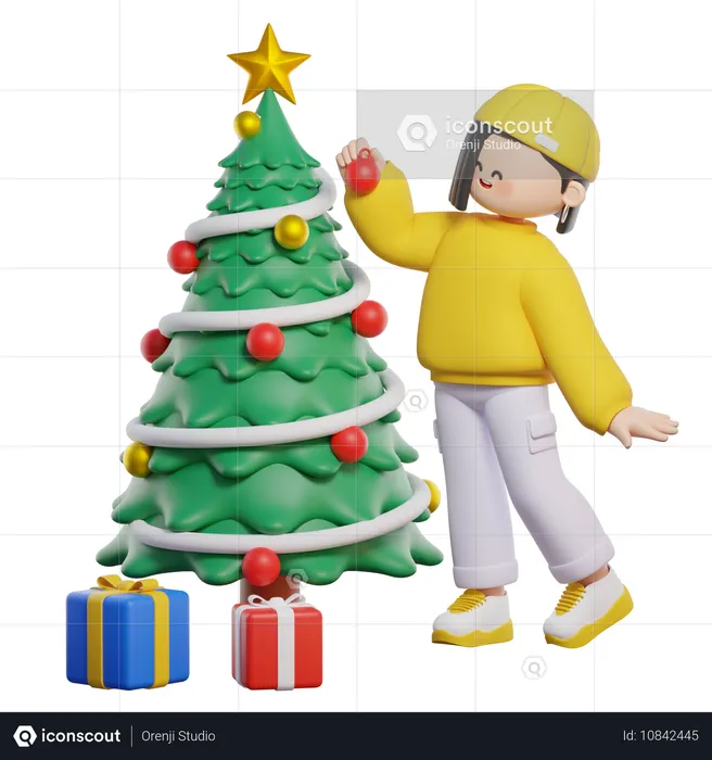 Décorer le sapin de Noël  3D Illustration