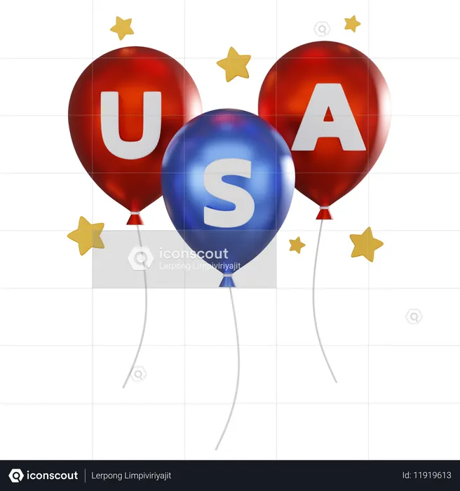 Decorative Balloons  3D Icon