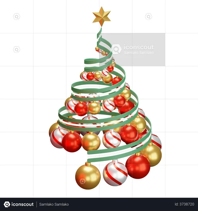Decorative Christmas Tree  3D Illustration
