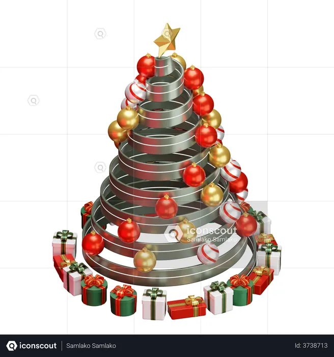 Decorative Christmas Tree  3D Illustration