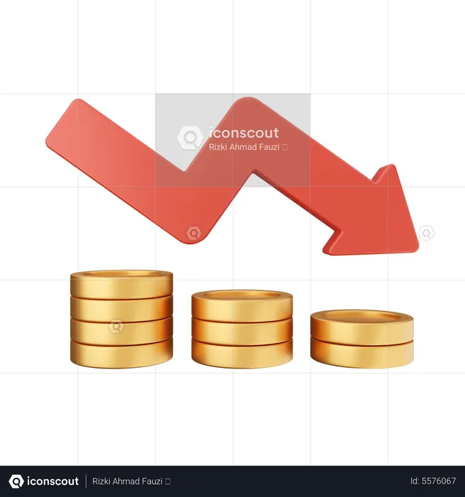 Decrease Money Profit  3D Icon