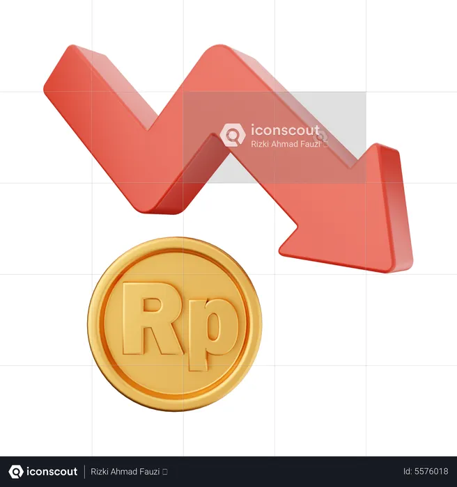 Decrease Rupiah  3D Icon