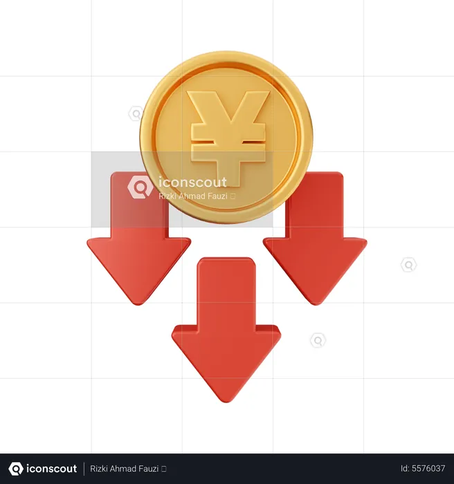 Decrease Yen  3D Icon