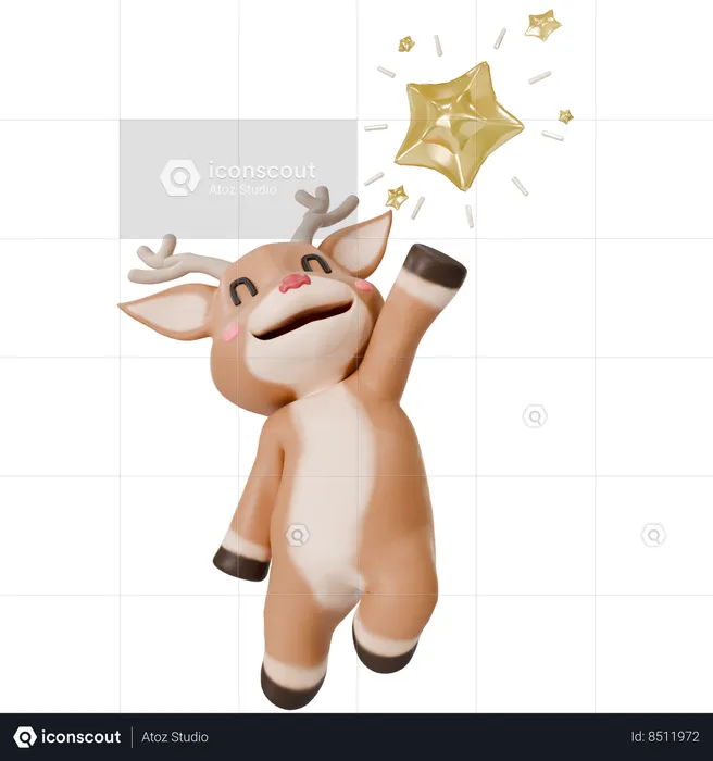 Deer Chasing Star  3D Icon