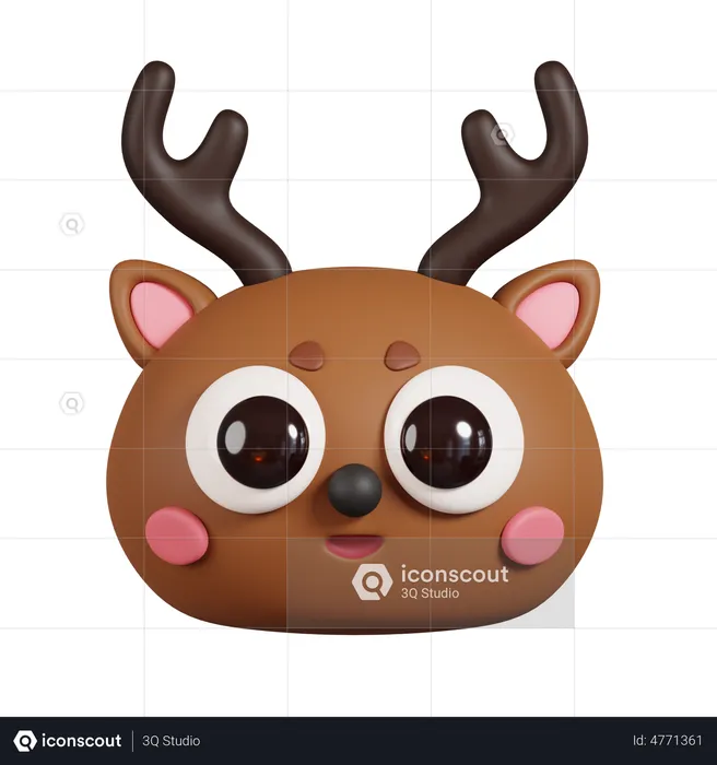 Deer Face Emoji 3D Emoji