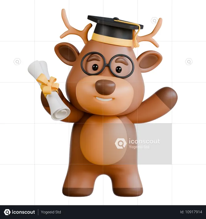 Deer Graduation  3D Icon