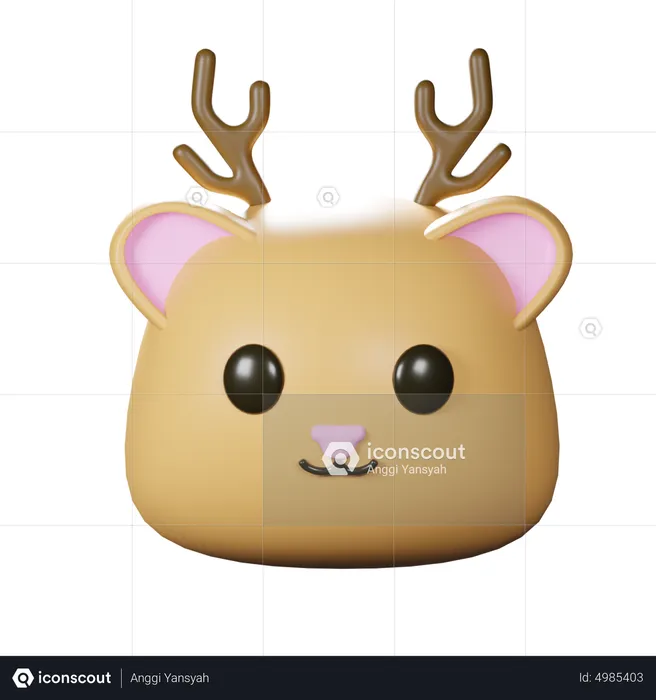 Deer Head Emoji 3D Icon