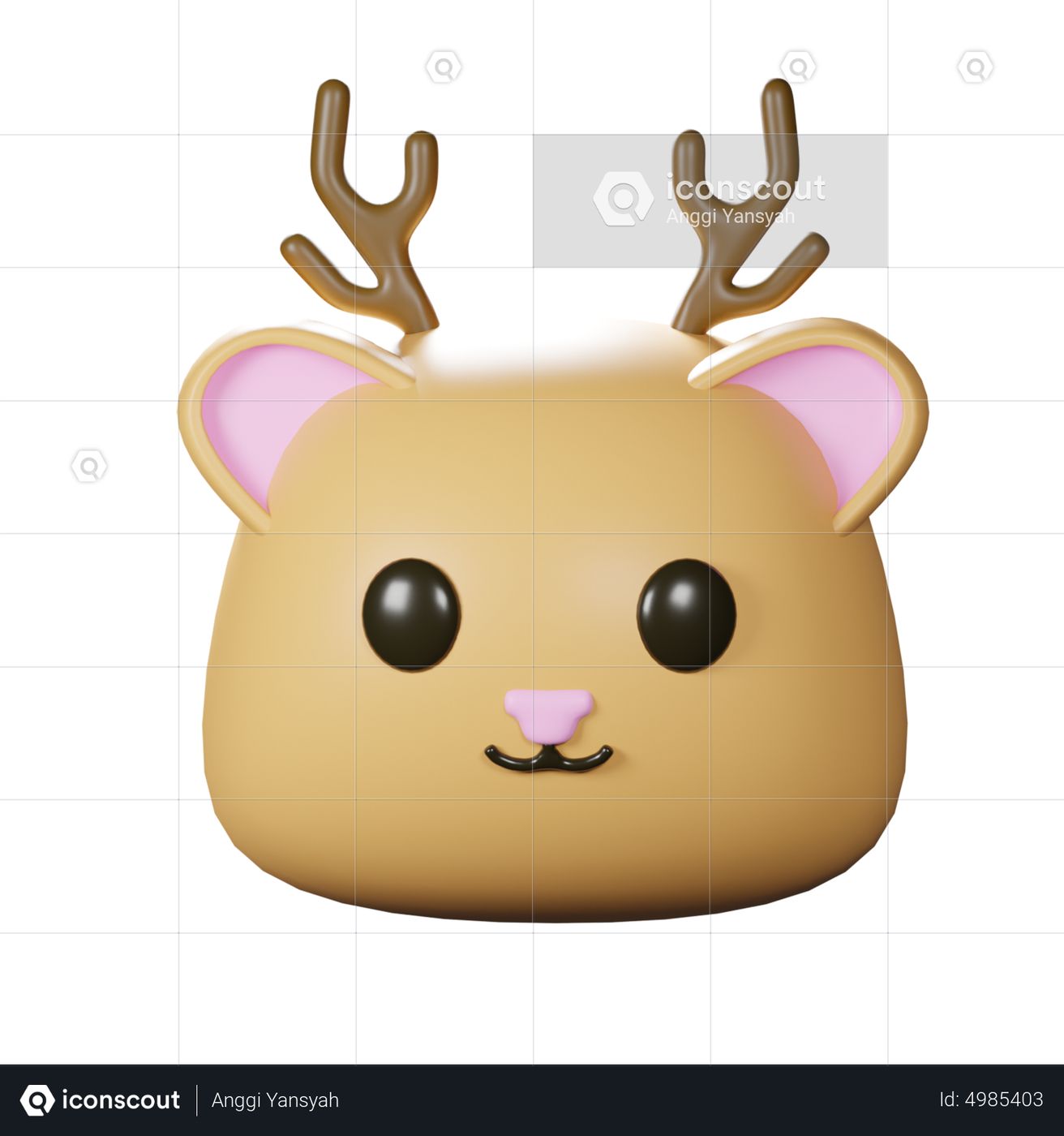 Premium Deer Head Emoji 3D Icon download in PNG, OBJ or Blend format