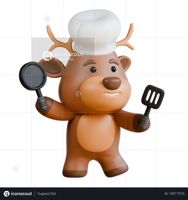 Deer is cooking  3D Icon