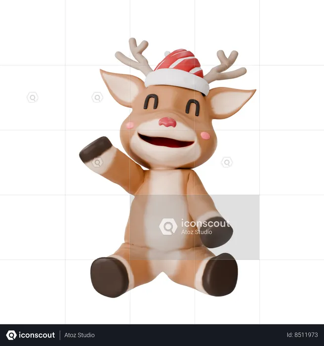 Deer Is Waving Hand  3D Icon