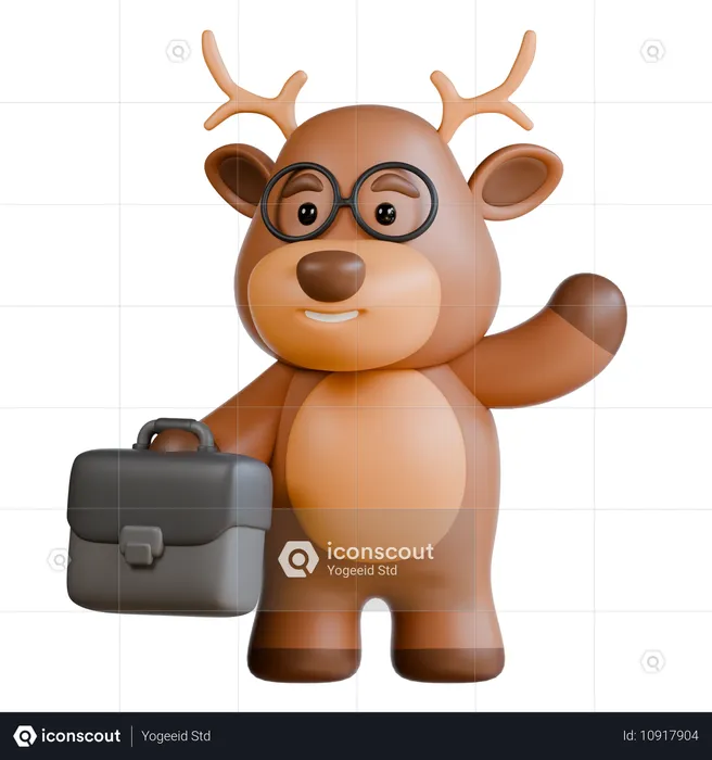 Deer with Briefcase  3D Icon