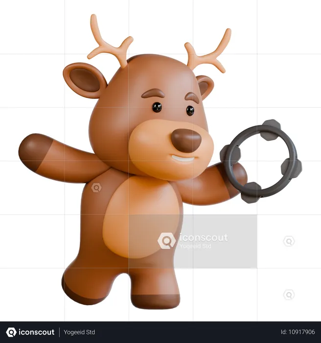 Deer with Tamborine  3D Icon