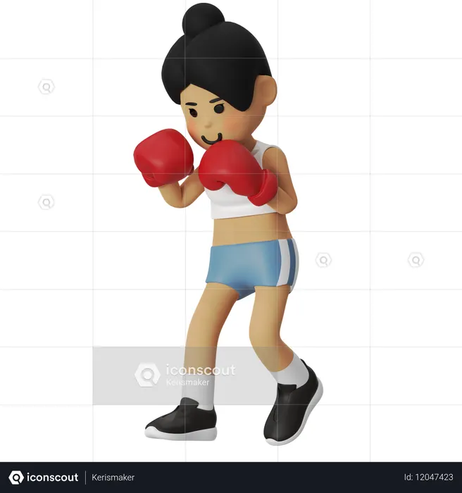 Fille de boxe de défense  3D Illustration