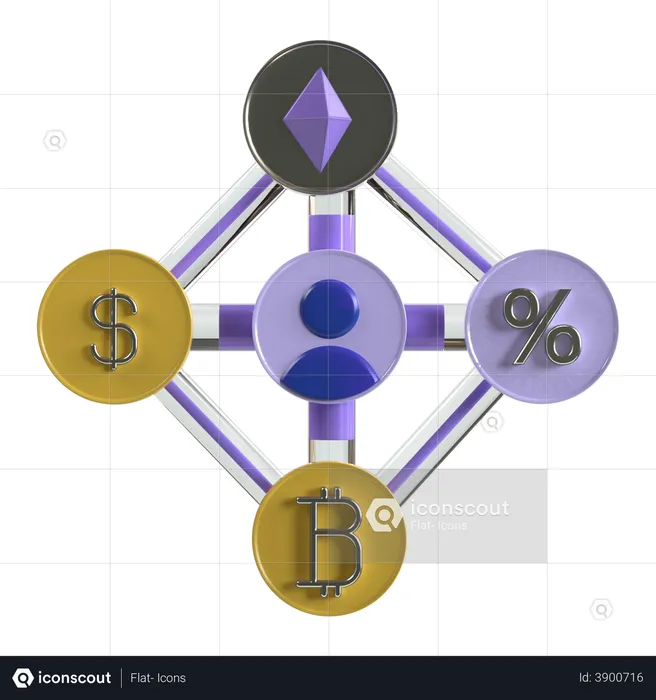 Defi finanças descentralizadas  3D Illustration