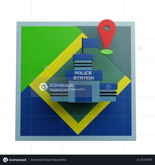 Localização da delegacia  3D Icon