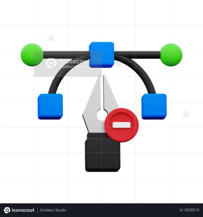 Delete Anchor Point  3D Icon