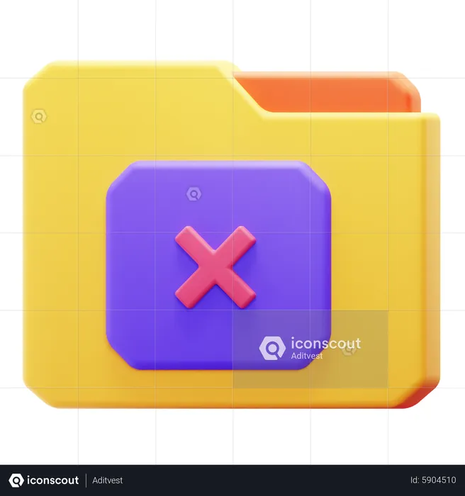 Delete Folder  3D Icon