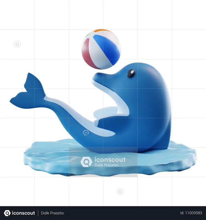 Delfines jugando a la pelota  3D Icon