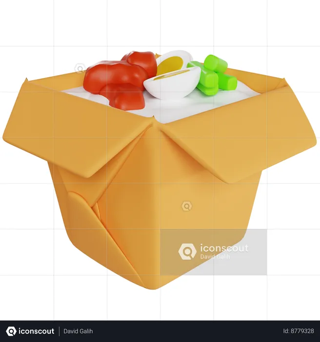 Deliciosa comida de caja de arroz  3D Icon