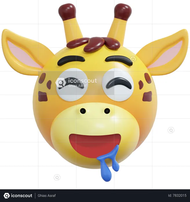 Delicious Giraffe Emoticon Emoji 3D Icon