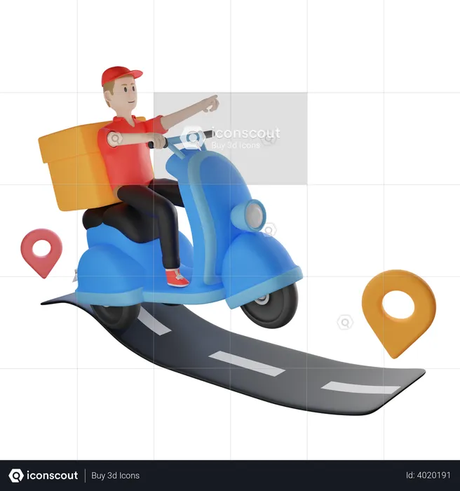 Delivery Agent on scooter  3D Illustration