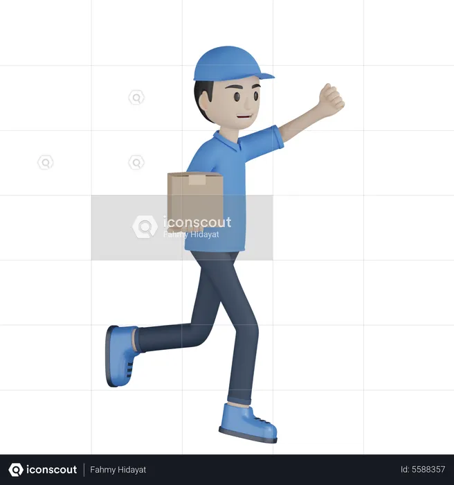 Delivery Boy Asking Parcel  3D Illustration
