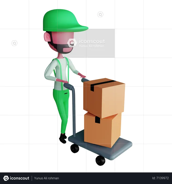 Delivery boy at warehouse  3D Illustration