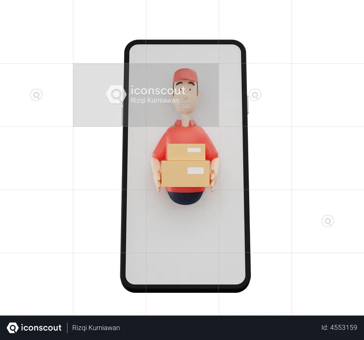 Delivery Boy doing online delivery  3D Illustration