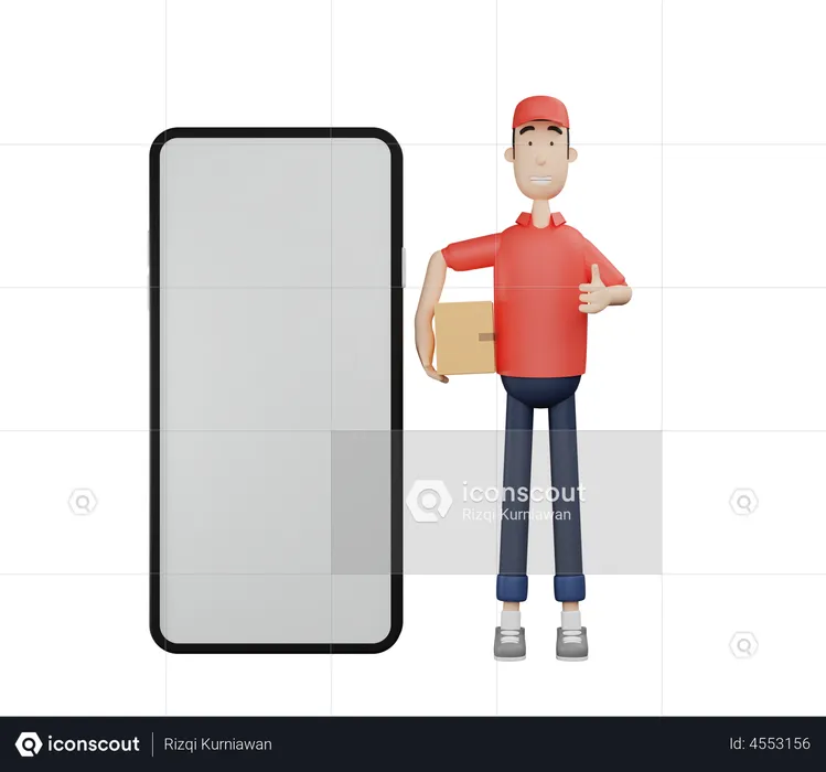 Delivery Boy doing online delivery  3D Illustration