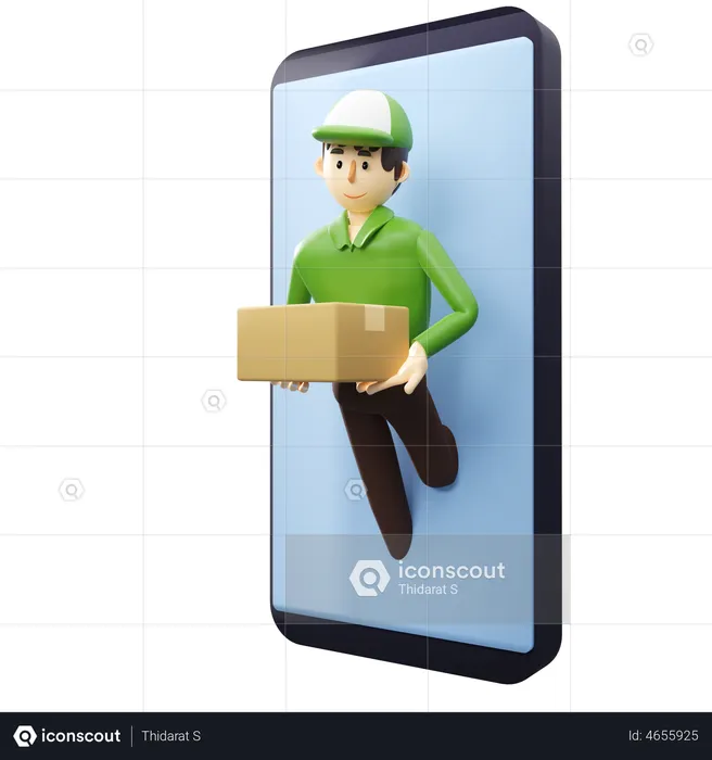 Delivery Boy doing online delivery  3D Illustration