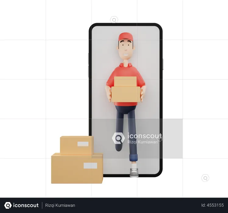 Delivery Boy doing online delivery  3D Illustration