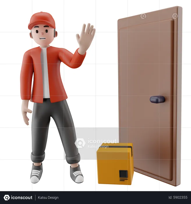 Delivery boy has arrived at the destination  3D Illustration