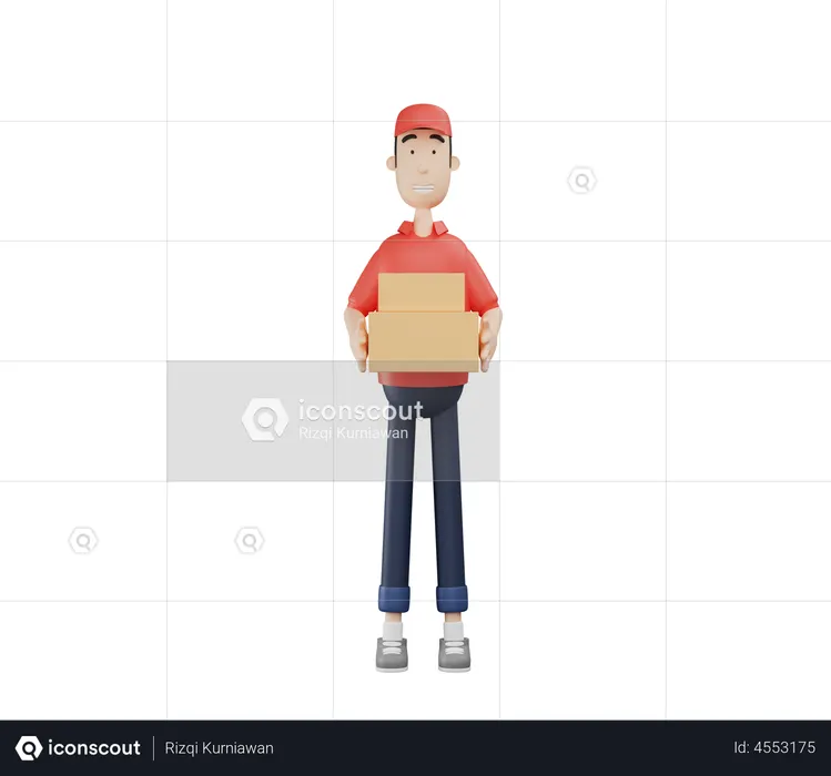 Delivery Boy holding parcel  3D Illustration