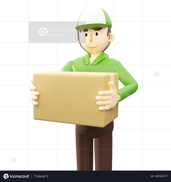 Delivery boy holding parcel  3D Illustration
