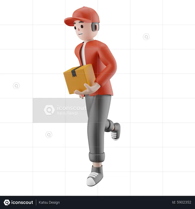 Delivery boy holding parcel and provide fast delivery  3D Illustration