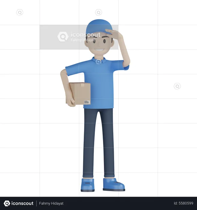 Delivery Boy Looking For Address  3D Illustration