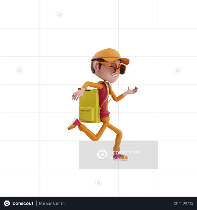 Delivery boy running  3D Illustration