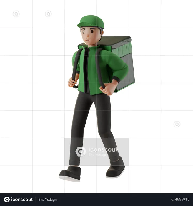 Delivery boy with delivery bag  3D Illustration