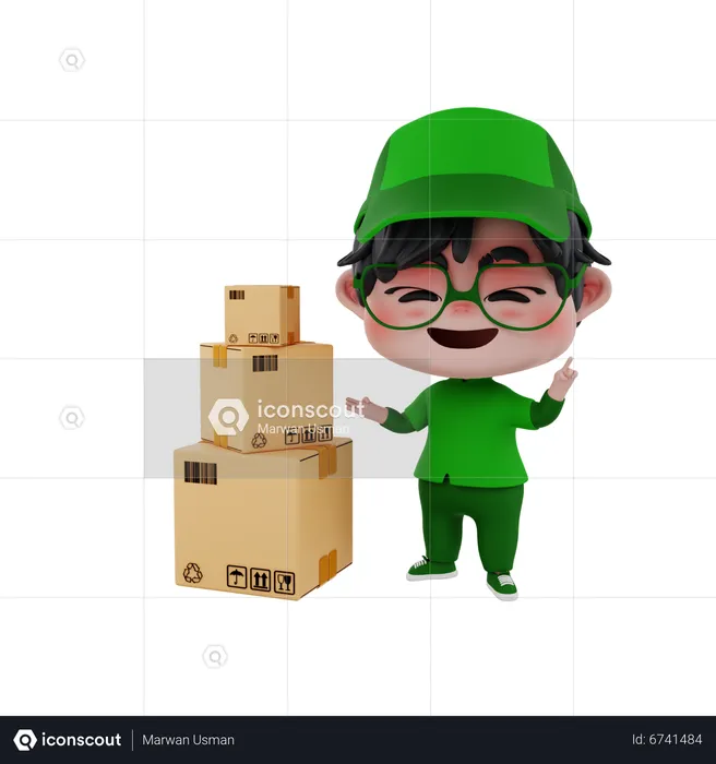 Delivery boy with delivery consignment  3D Illustration