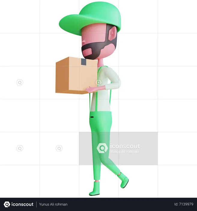 Delivery boy with delivery package  3D Illustration