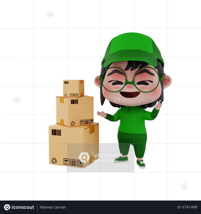 Delivery boy with delivery work  3D Illustration