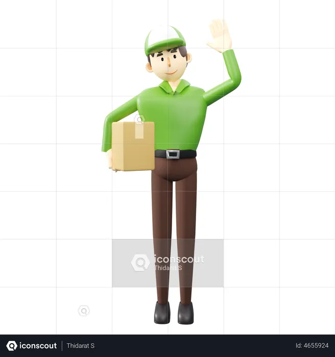 Delivery boy with package  3D Illustration