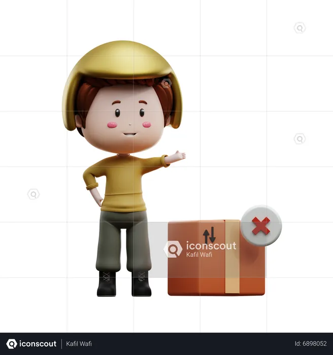Delivery boy with rejected delivery box  3D Illustration