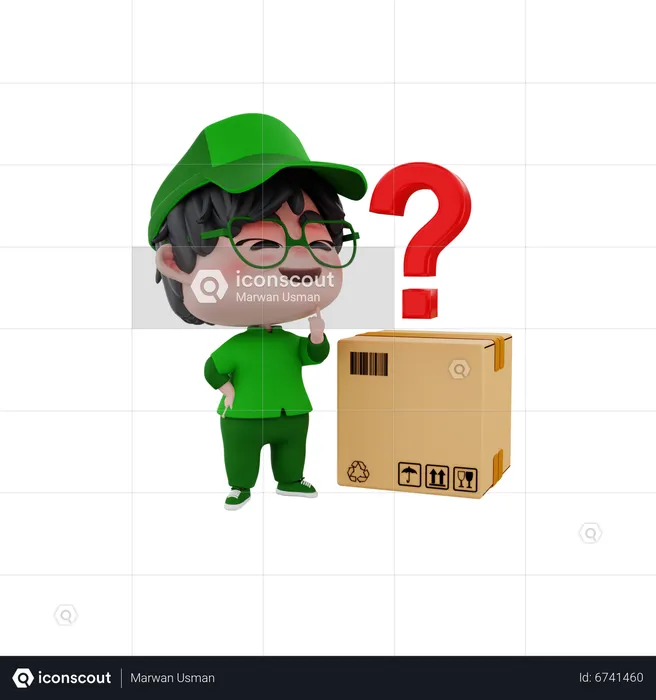 Delivery boy with unknown delivery box  3D Illustration