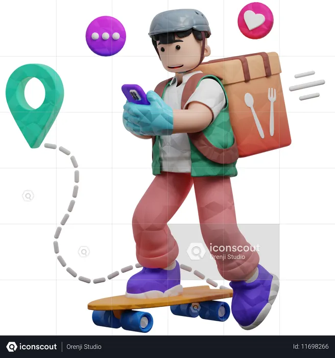 Delivery Executive Reaching Delivery Location  3D Illustration