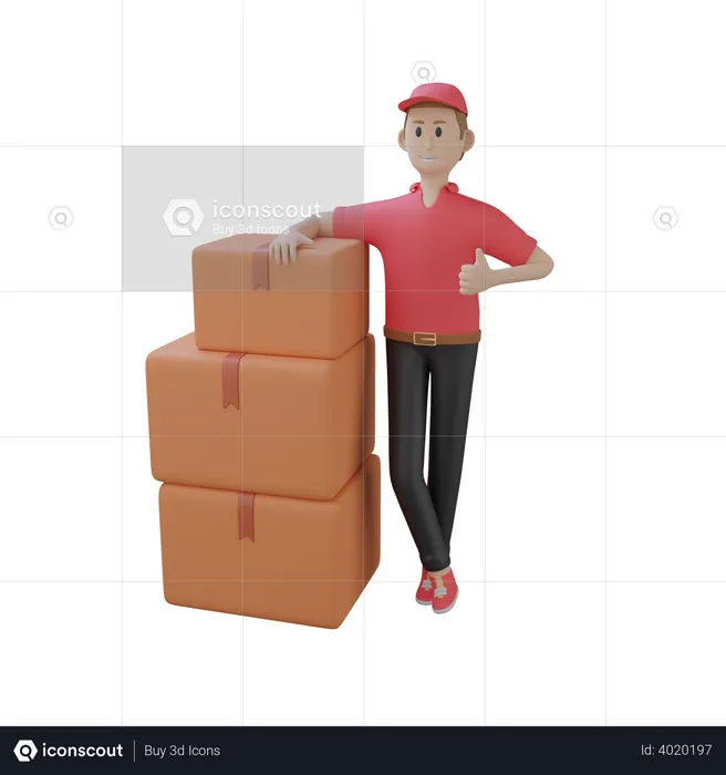 Delivery Executive with Packages  3D Illustration